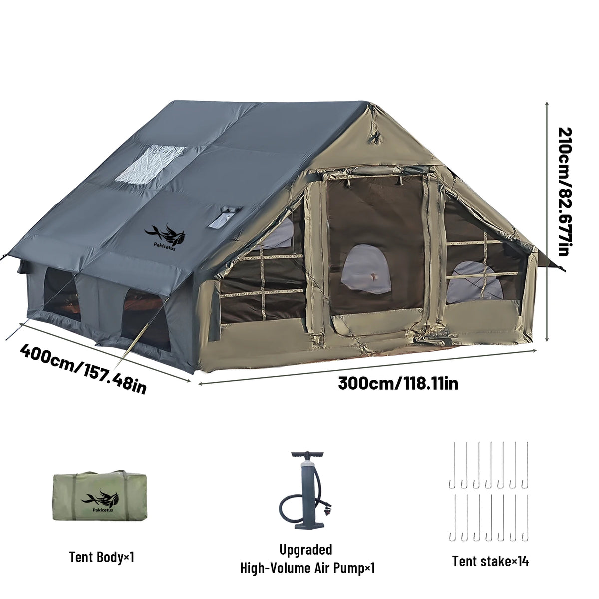 Pakicetus Inflatable Camping Tent With Skylight And Quick Setup