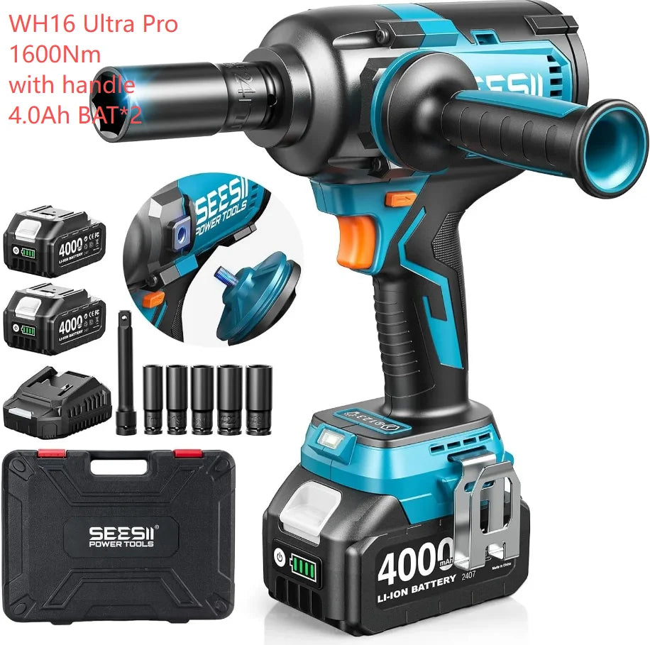 Seesii Cordless Brushless Impact Wrench Drill Driver Kit