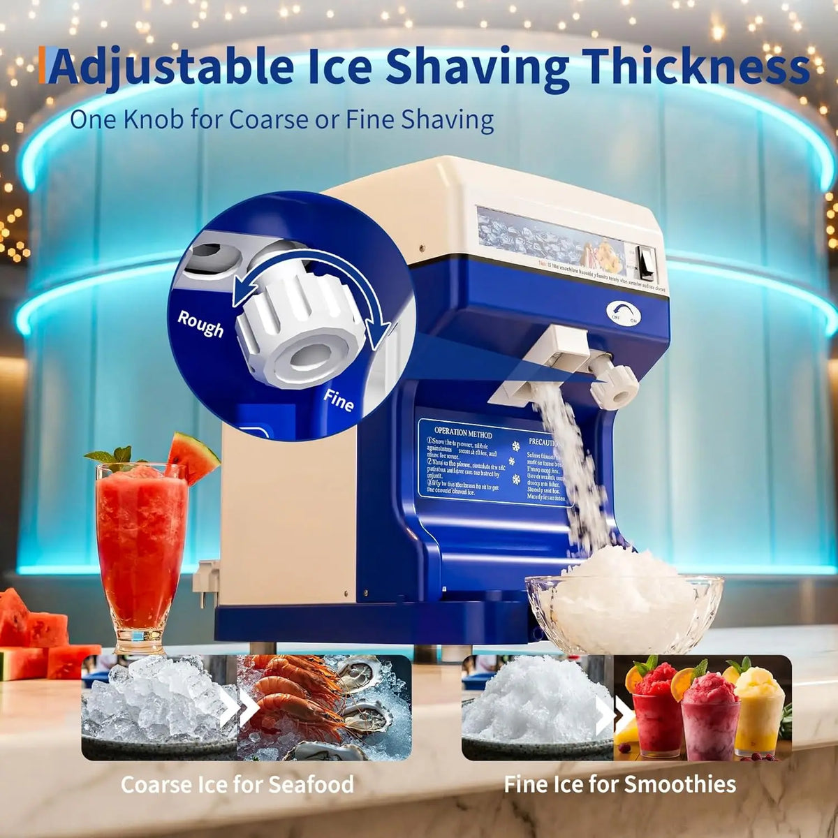 Commercial Electric Ice Shaver Crusher for Snow Cones and Desserts