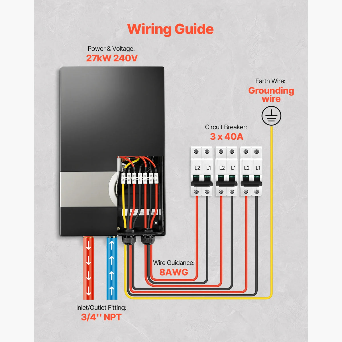 SucceBuy Tankless Electric Water Heater With LCD Touchscreen On Demand