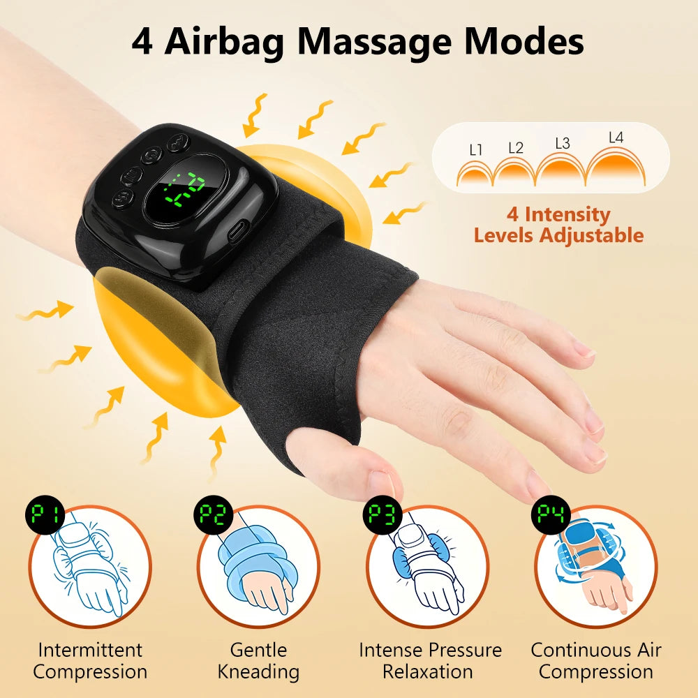 Hailicare Cordless Heated Wrist Massager With Four Air Compression Modes