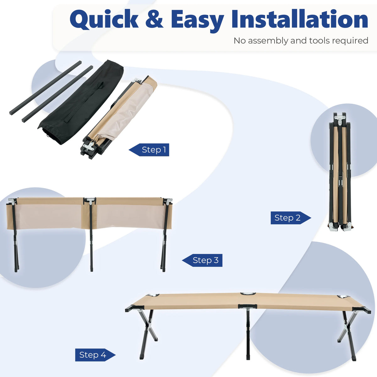 JHK Collapsible Folding Camping Cot With Heavy Duty Steel Frame