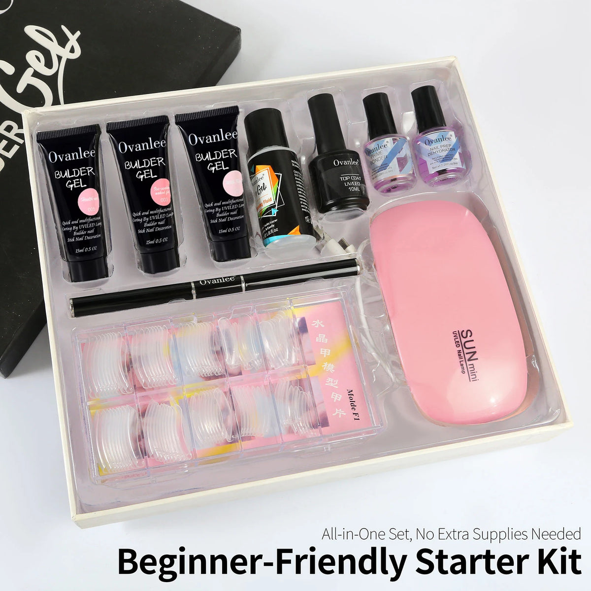 Ovanlee Builder Gel Nail Kit With UV Lamp And Primer