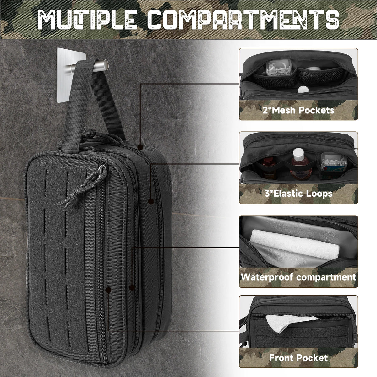ReFire Gear Men's Travel Toiletry Bag With Hanging Hook