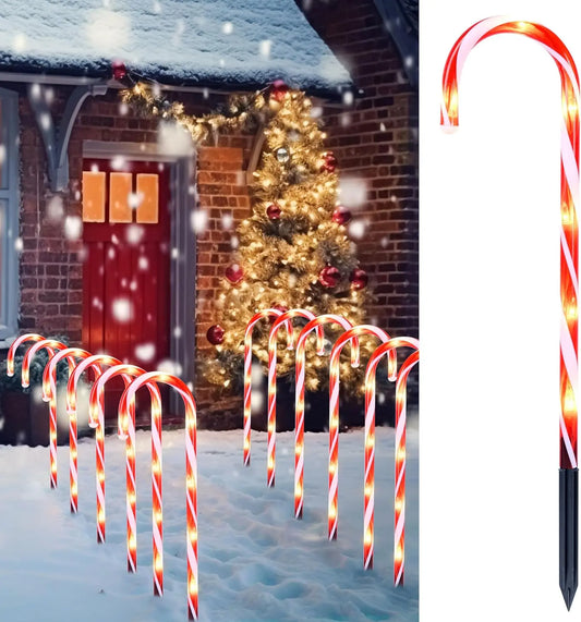 Joyfy Pre Lit Candy Cane Pathway Markers For Christmas Decor