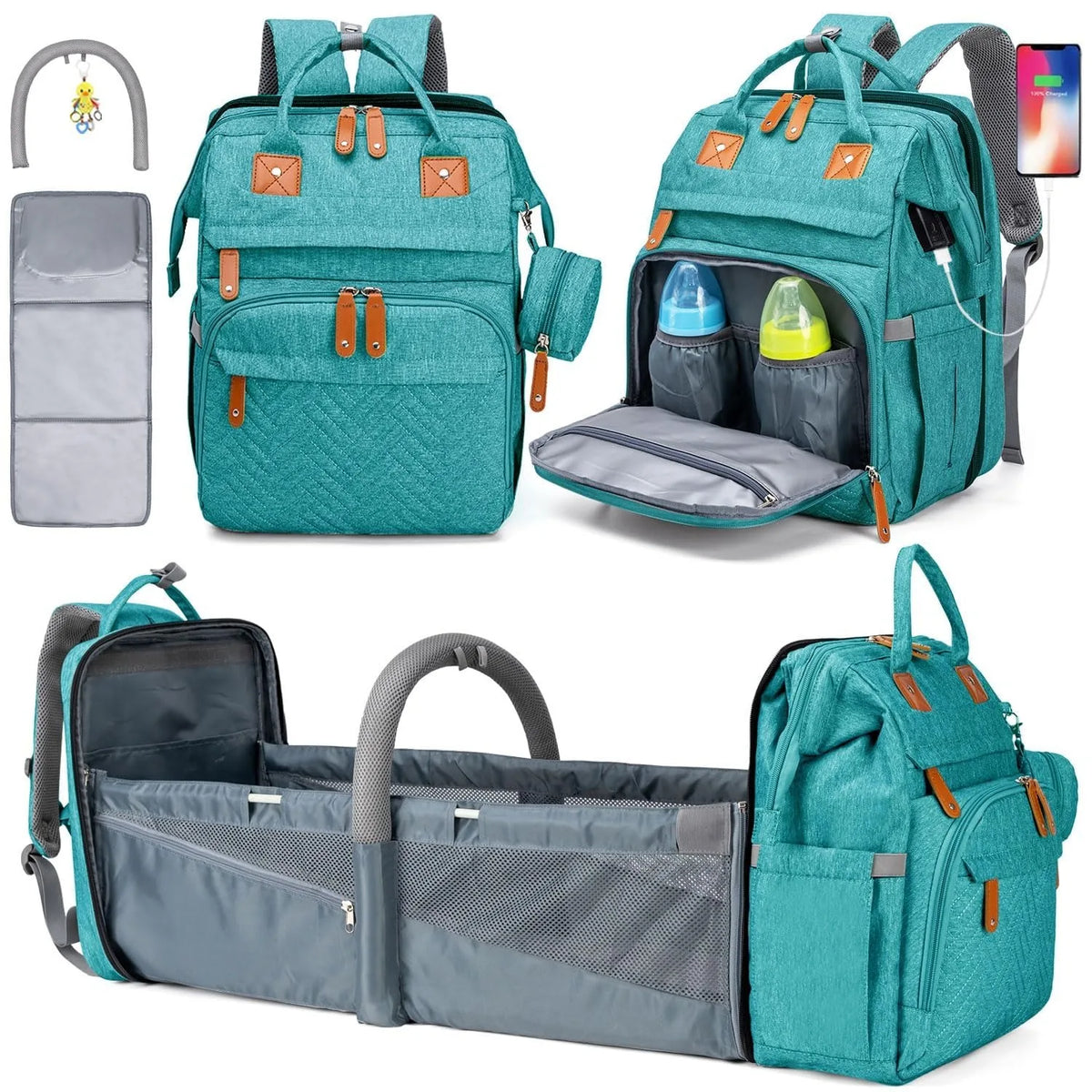 Kabaqoo Diaper Backpack With Changing Station And USB Charging Port