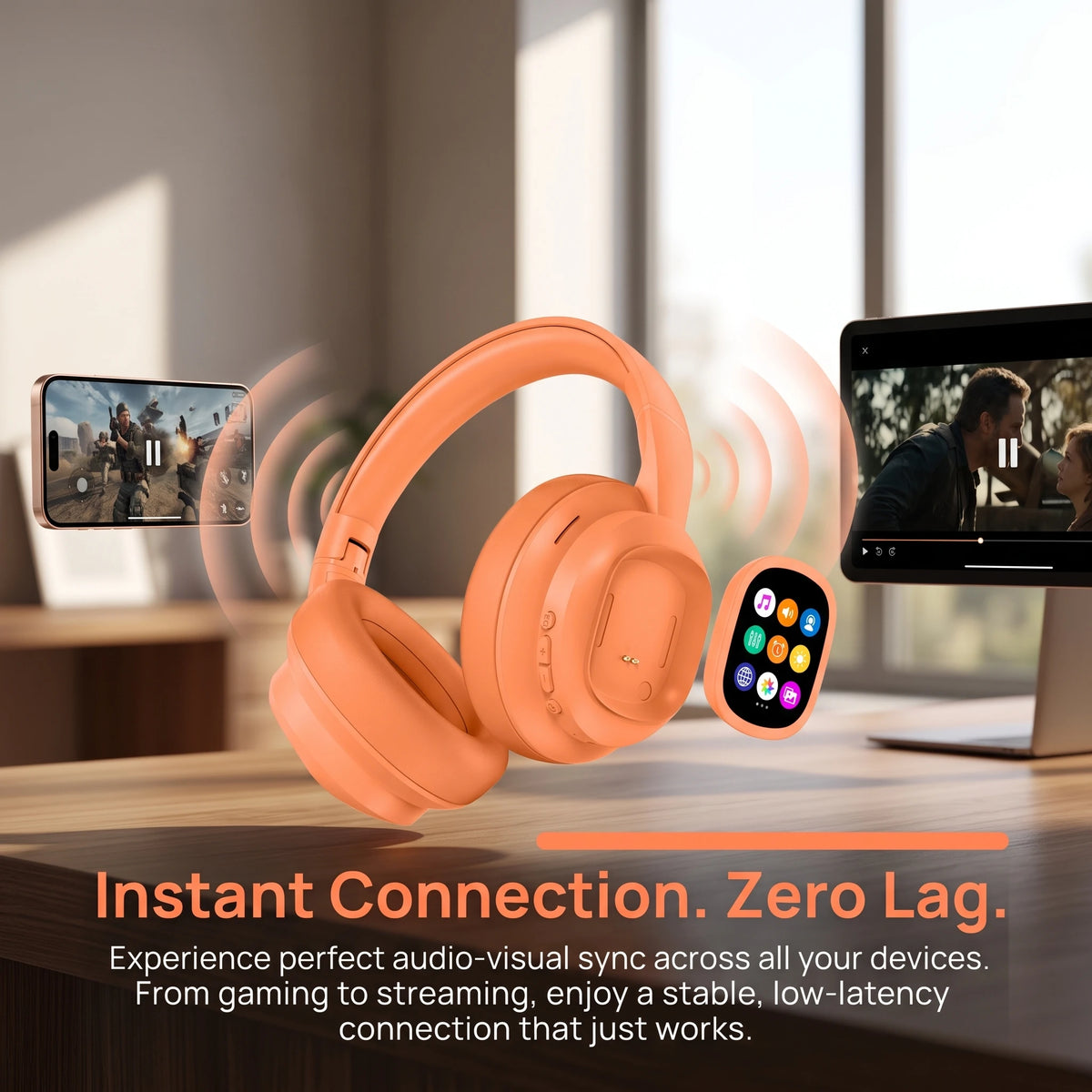 Bluetooth Over Ear Headphones With Magnetic Touchscreen Noise Cancellation