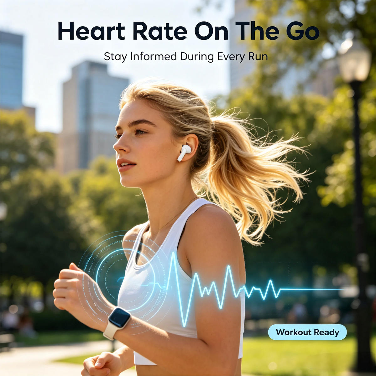 ZZLOVE Wireless Heart Rate Monitor Bluetooth Noise Cancelling Sport Earbuds