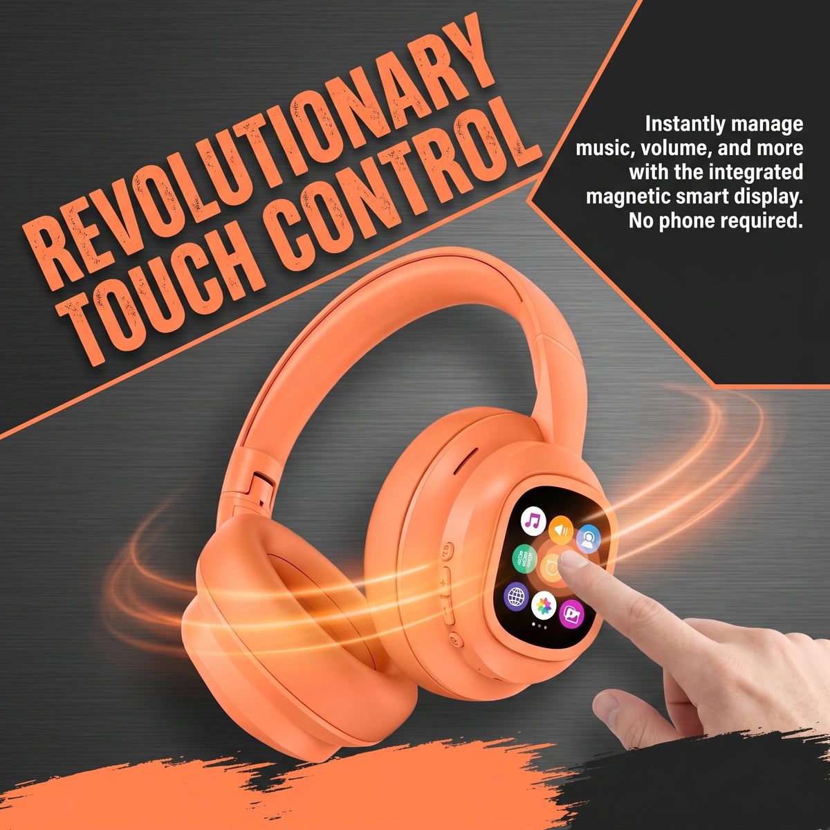 Bluetooth Over Ear Headphones With Magnetic Touchscreen Noise Cancellation