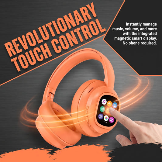 Bluetooth Over Ear Headphones With Magnetic Touchscreen Noise Cancellation