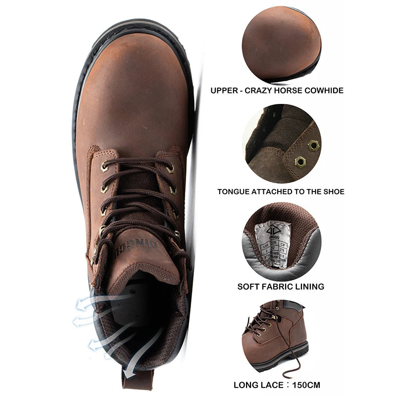 Steel Toe Safety Work Boots With Puncture Resistant Protection