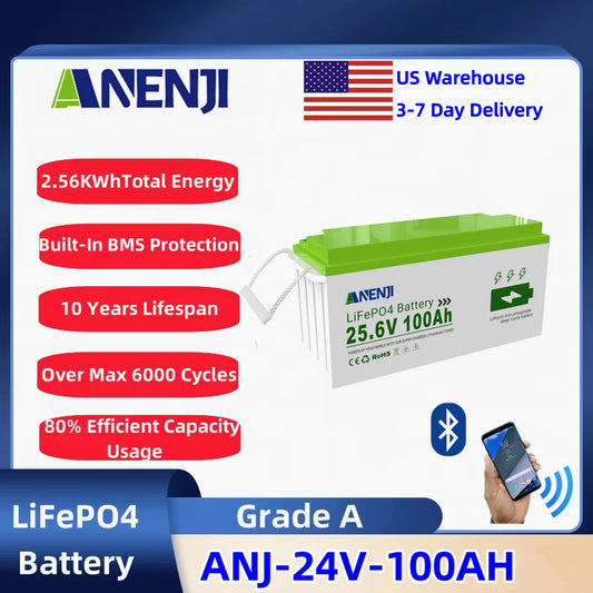 ANENJI LiFePO4 Battery With Built In BMS For Solar Storage