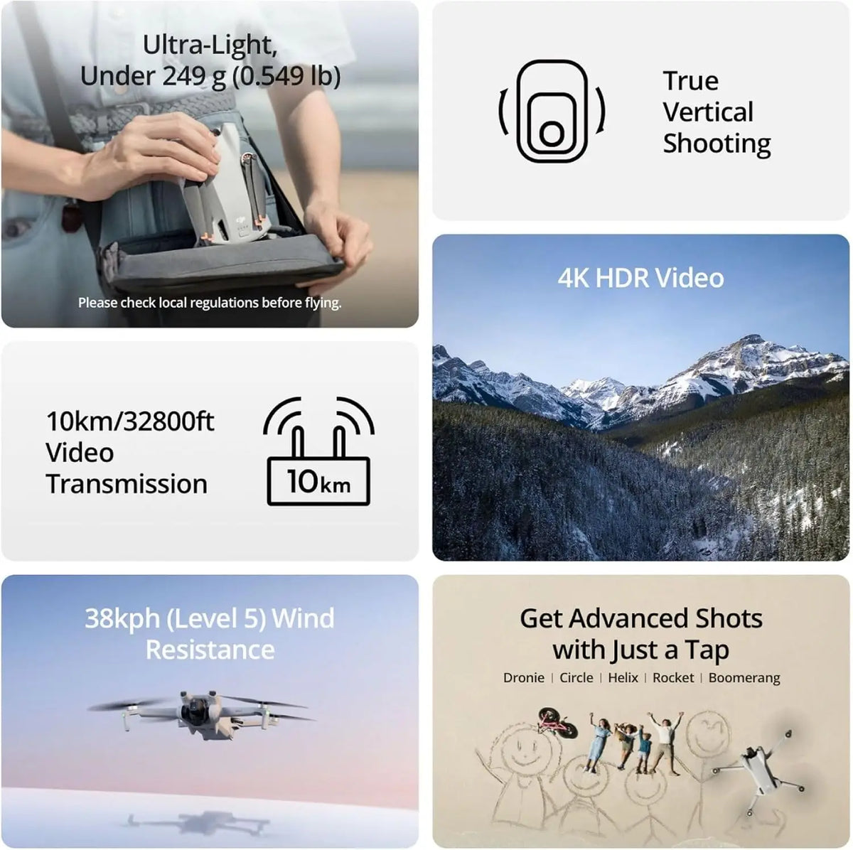 DJI Mini 3 4K Camera Drone With Gimbal Stabilization
