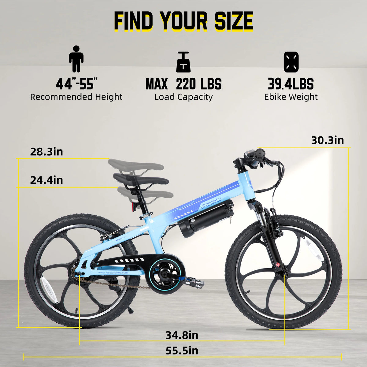 JOYSTAR Kids Electric Mountain Bike With Removable Battery