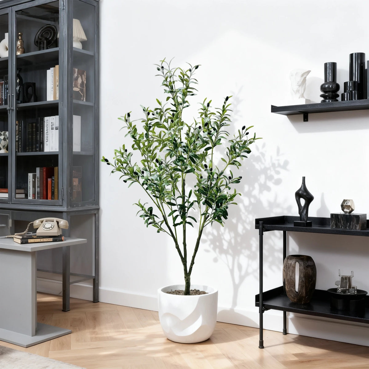 HiMISS Artificial Olive Tree With Realistic Leaves And Fruits