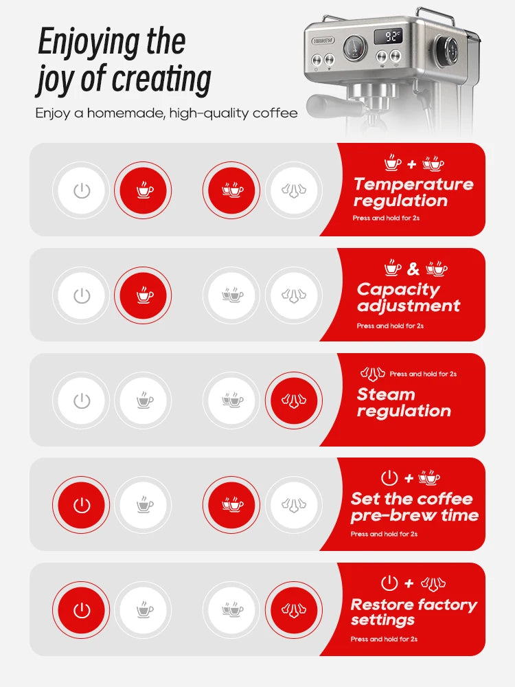 HiBREW Semi Automatic Espresso Machine With Adjustable Temperature