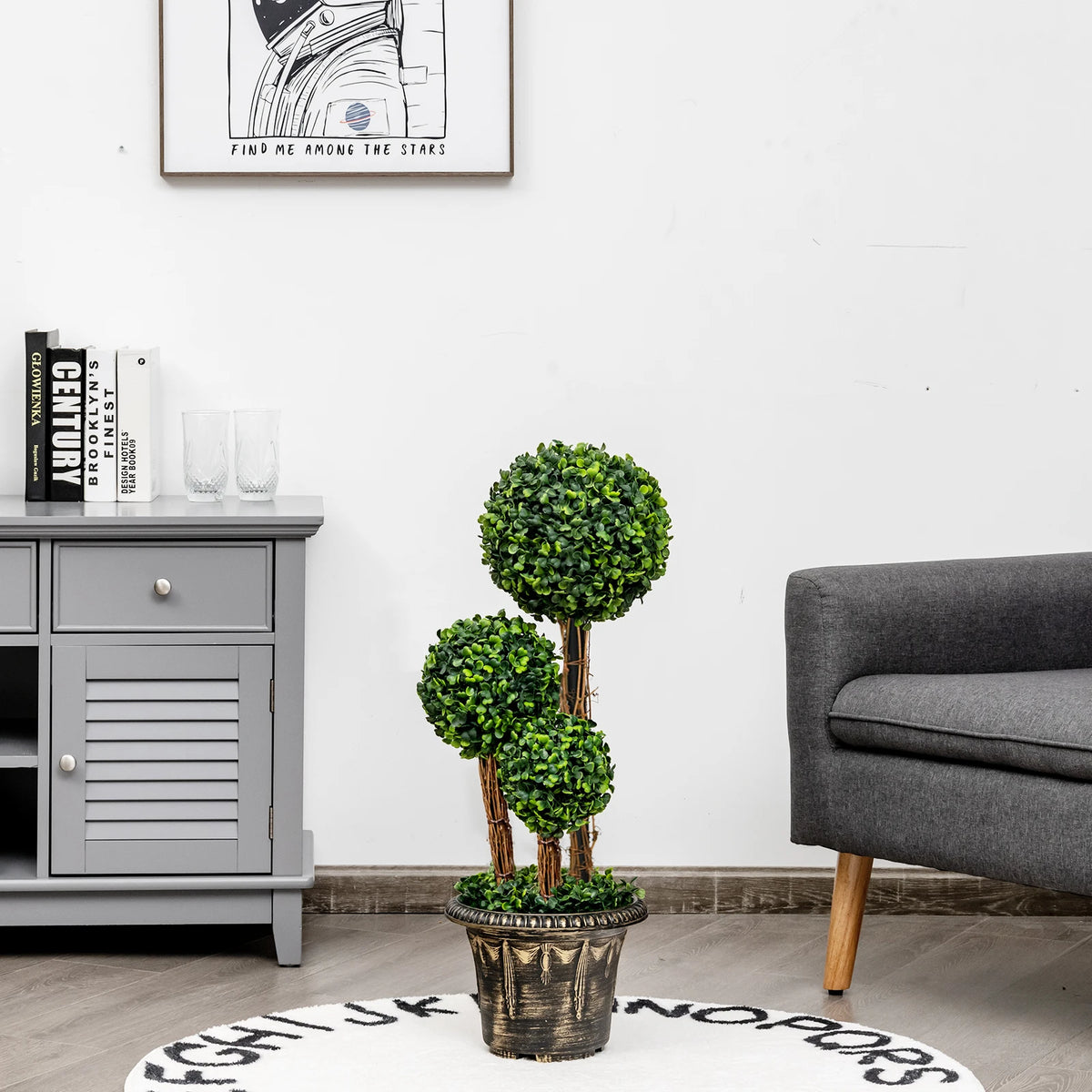 LIFEZEAL Artificial Triple Ball Topiary Tree Indoor Outdoor UV Resistant