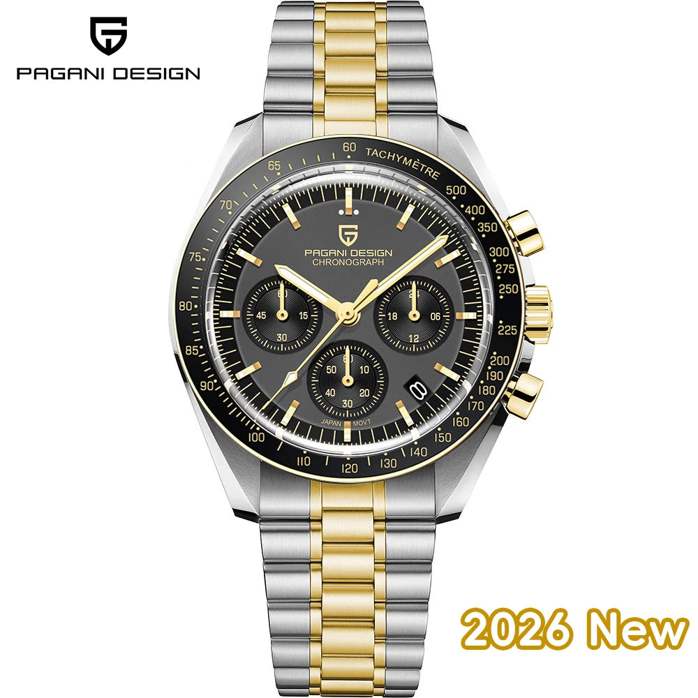PAGANI DESIGN Men's Quartz Chronograph Sport Watch With Sapphire Glass