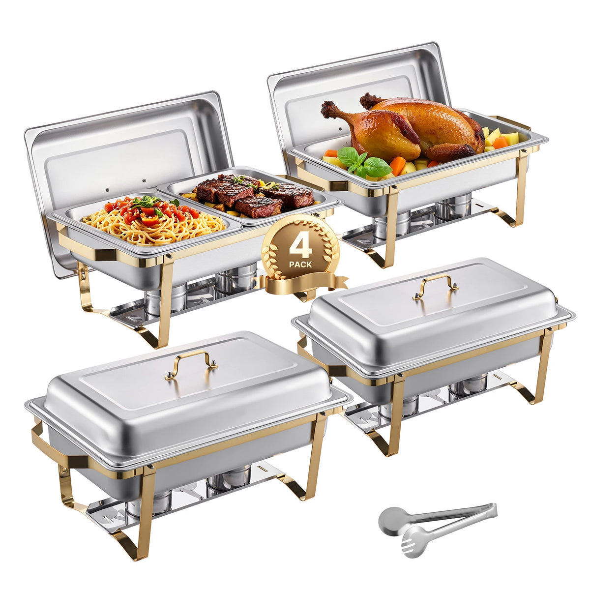 SucceBuy Stainless Steel Chafing Dish Buffet Set With Serving Pans