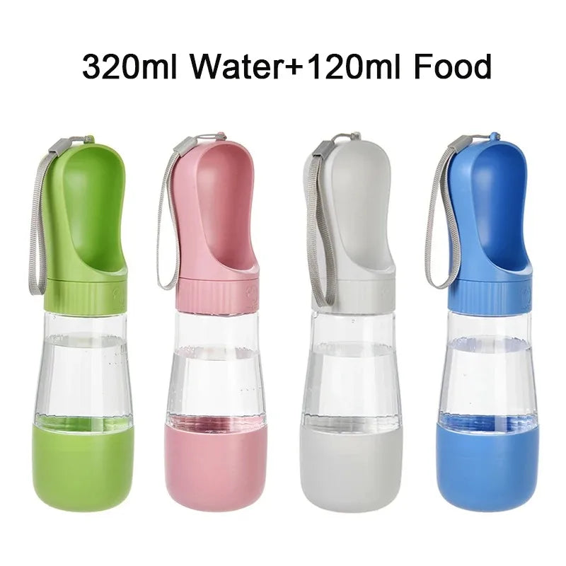 Portable Two In One Glass Pet Travel Water Bottle Dispenser