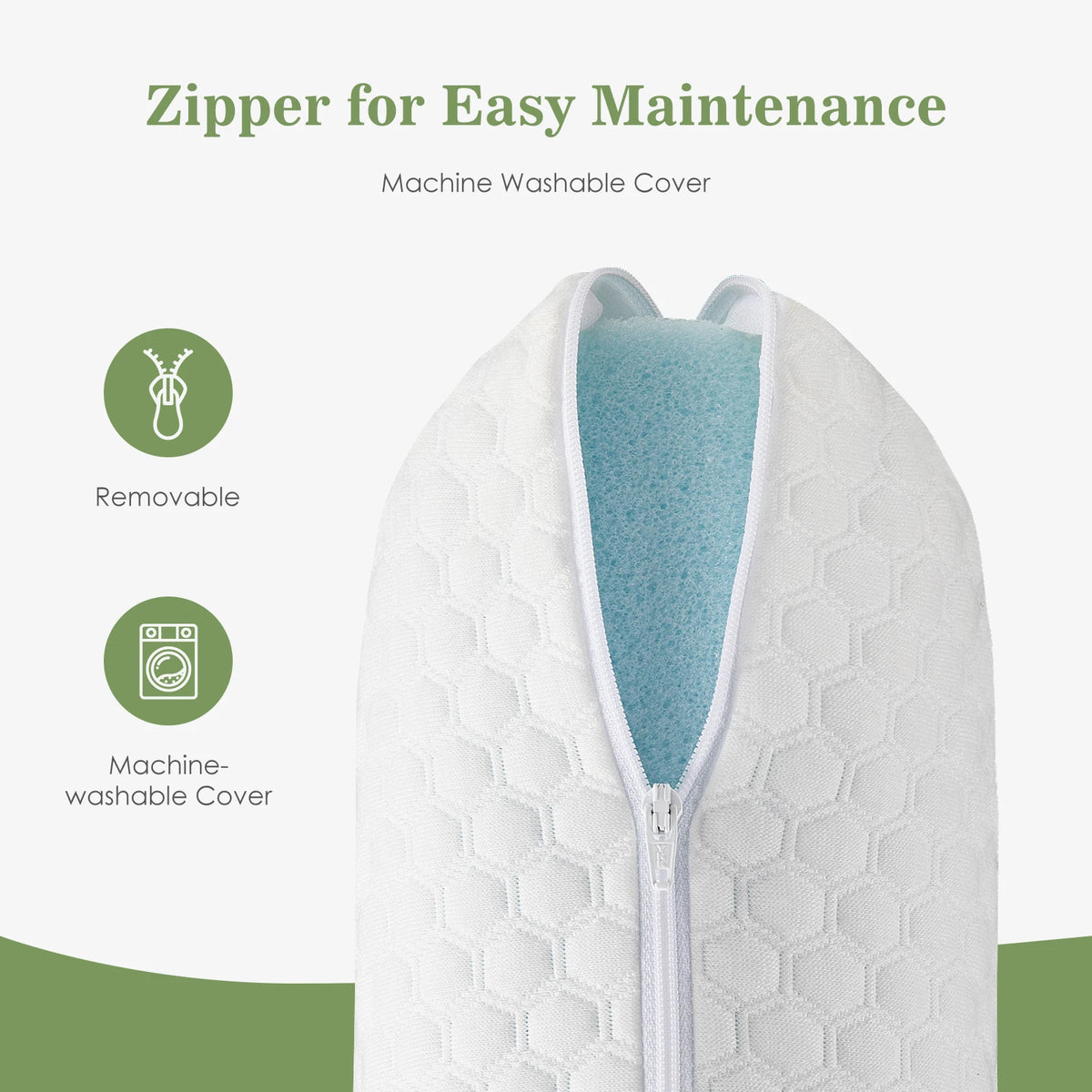 JHK Two Piece Cooling Memory Foam Pillows With Washable Covers
