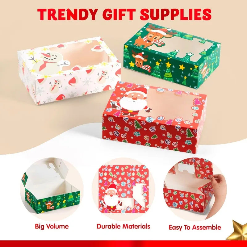 Joyfy Christmas Foil Treat Gift Boxes With Window For Cookies