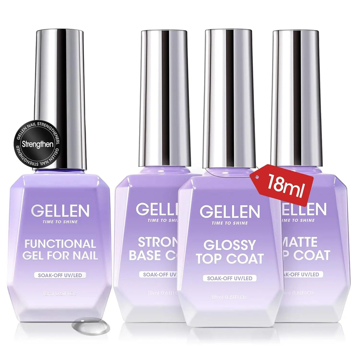 Gellen Gel Polish Base Coat And No Wipe Topcoat Duo