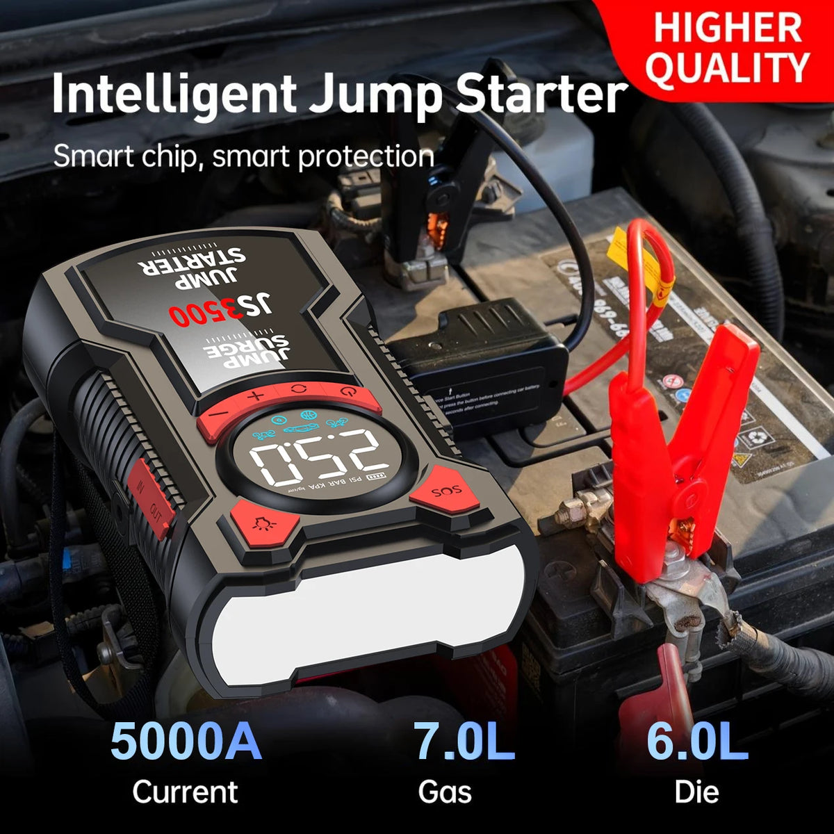 PAIVIROKU Multifunctional Air Pump Jump Starter With Digital Inflator