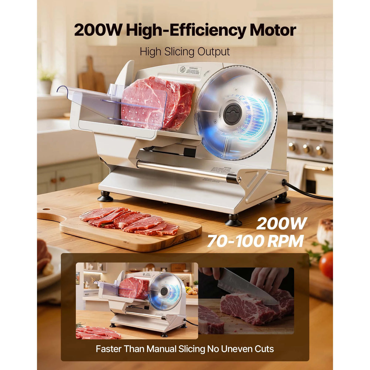 SucceBuy 200W Electric Meat Slicer for Deli, Ham, And Steak