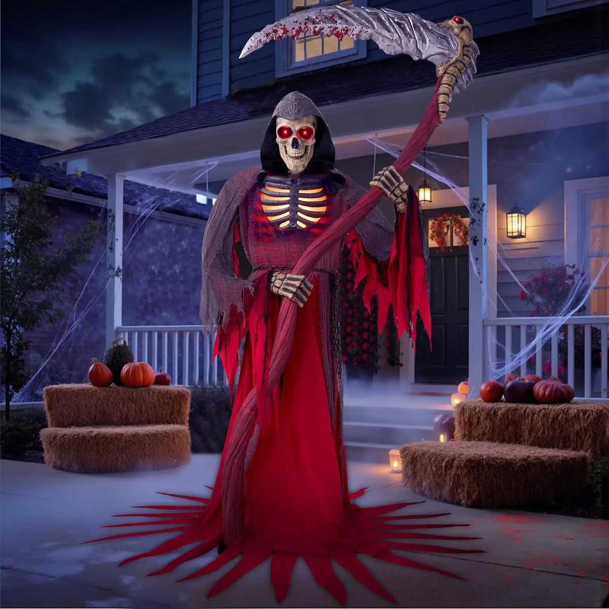 Animated Grim Reaper Halloween Decoration with Light and Infrared Sensor