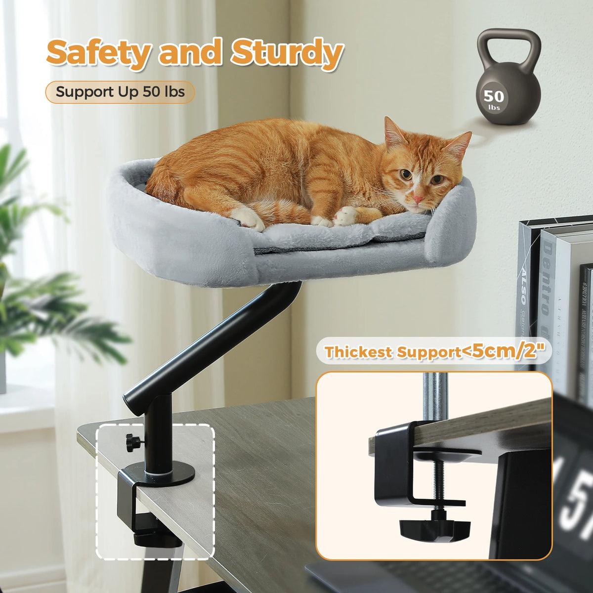 PAWZ Road Rotatable Cat Desk Bed With Adjustable Hammock Stand