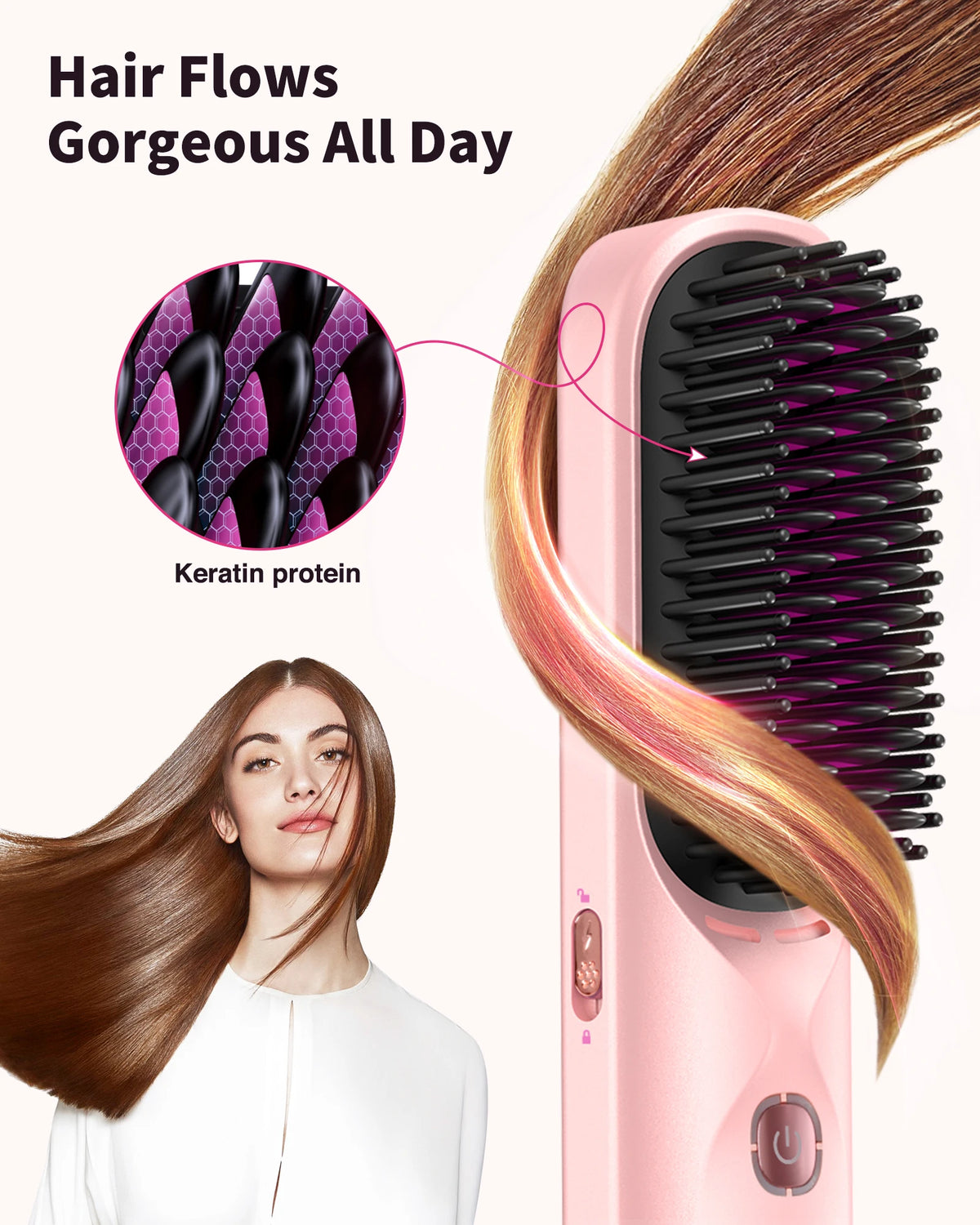BOPCAL Cordless Hair Straightening Comb Fast Heat Ionic Frizz Control