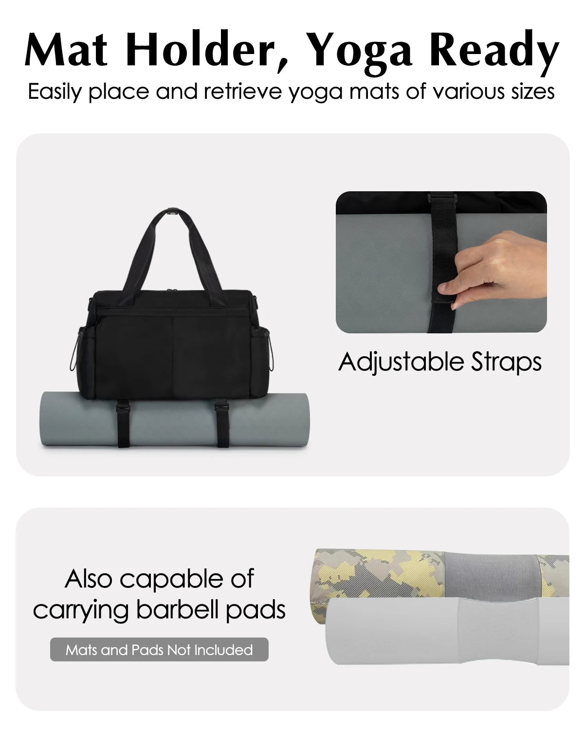 Lightweight Fitness Duffel With Yoga Mat Holder And Wet Pocket