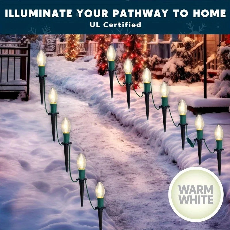 Joyfy Christmas C9 Pathway Lights for Outdoor Holiday Decor