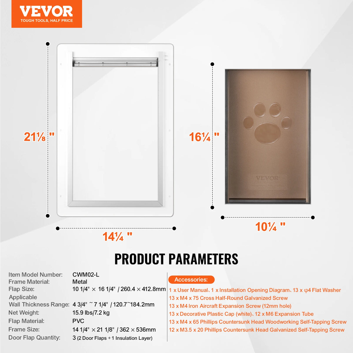 SucceBuy Weatherproof Metal Pet Door With Lock And Three Flaps