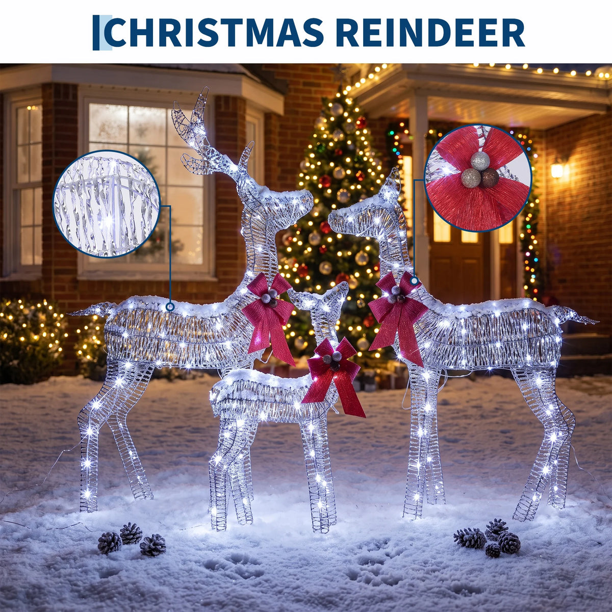 Lighted Christmas Reindeer Family Outdoor LED Holiday Yard Decoration