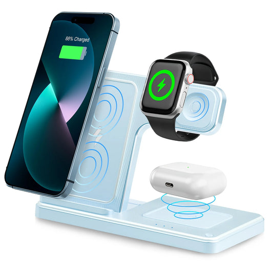 Magnetic 3 In 1 Wireless Charging Station For Phones And Watches