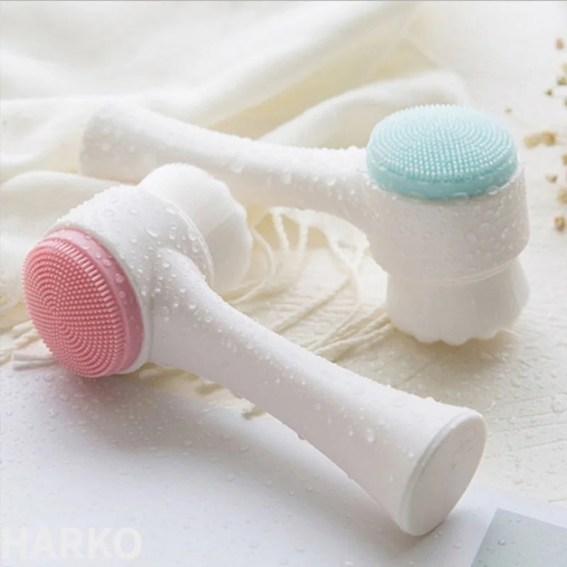 Double Sided Silicone Facial Cleansing Brush For Pore Exfoliation