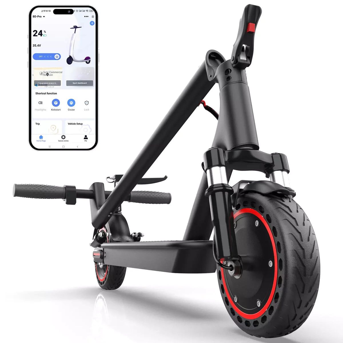 Ladped 350W Electric Scooter With Smart App And Dual Suspension