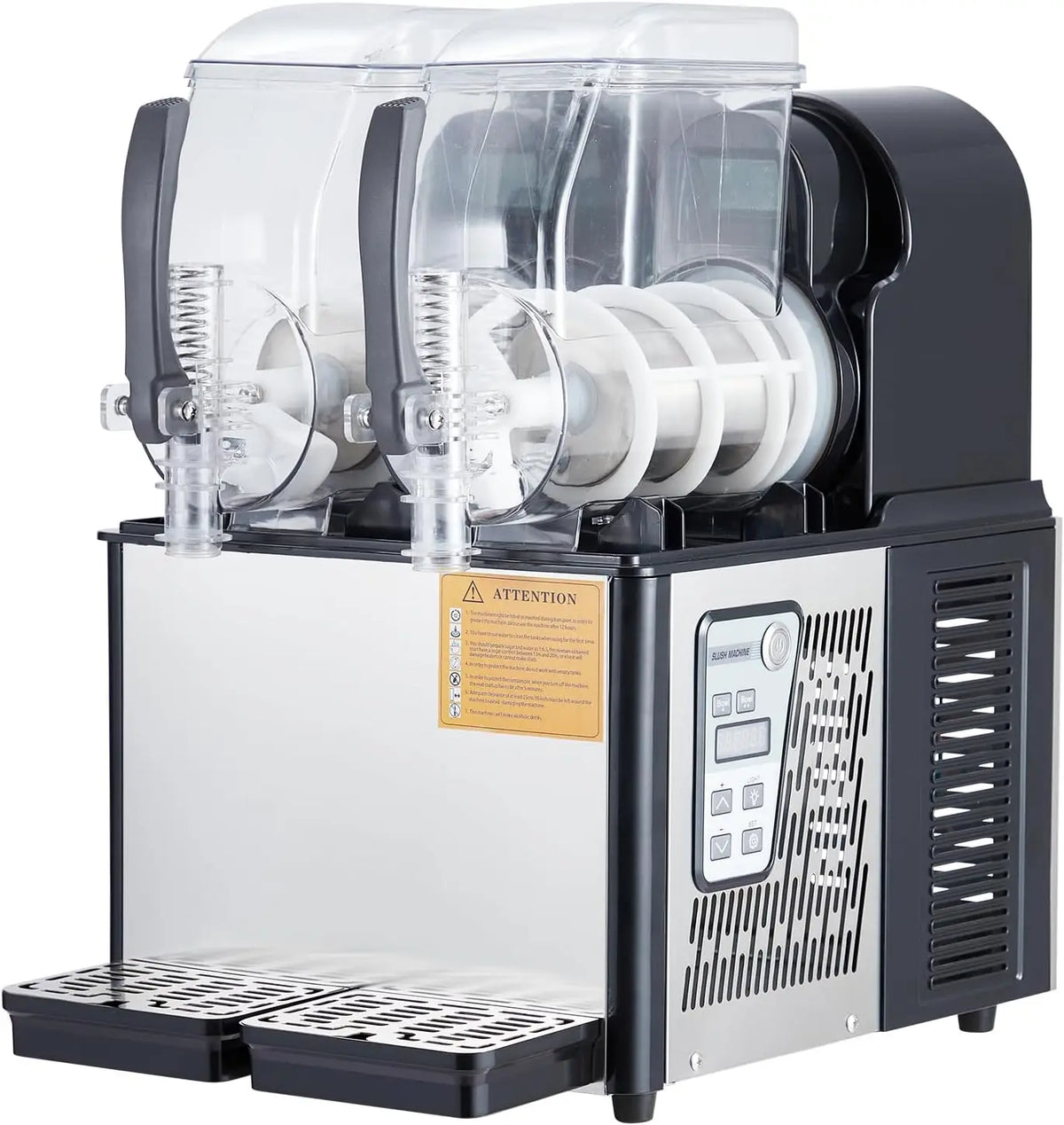 Tacleekii Commercial Slushy Machine With Dual Tanks And Temperature Control