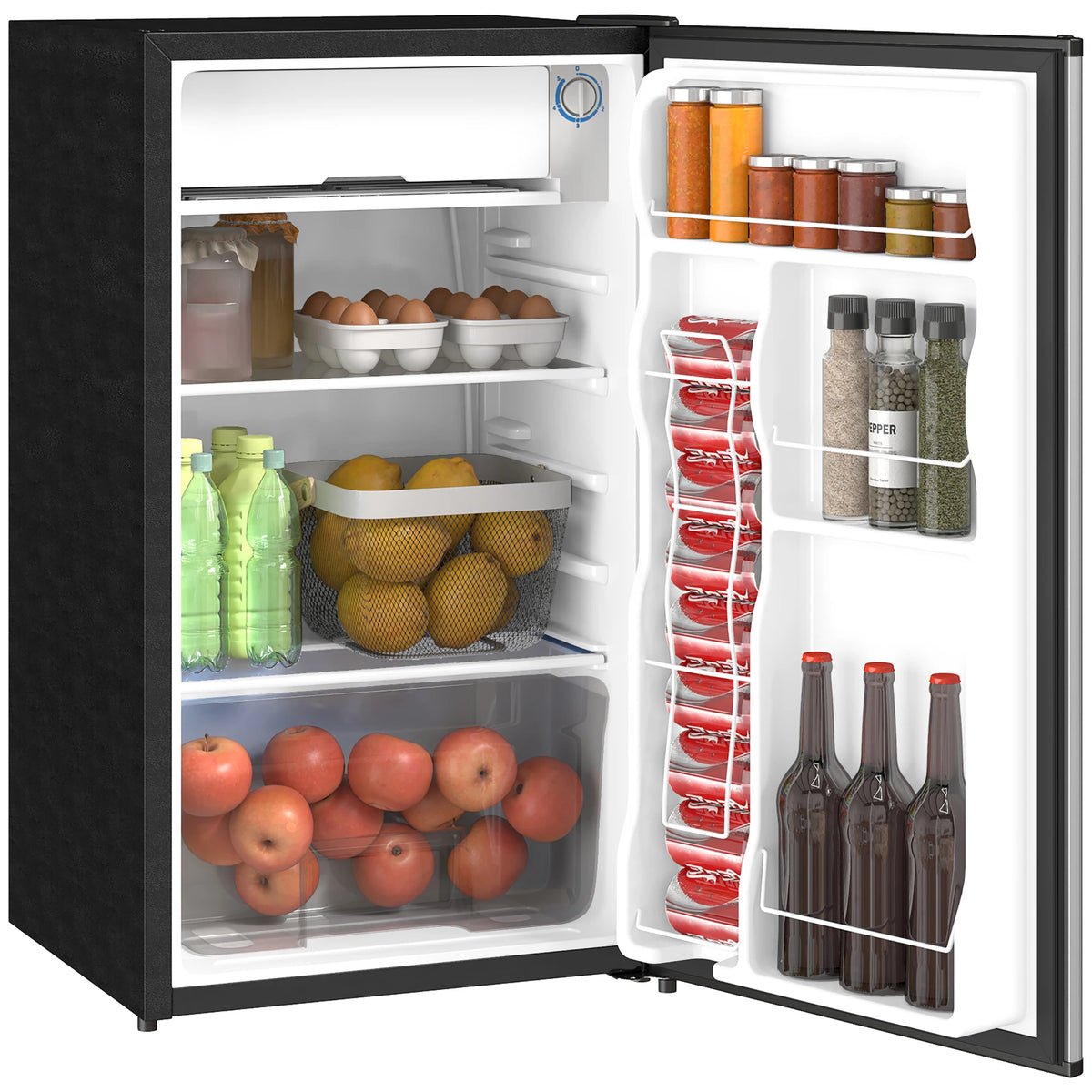 HOMCOM Compact Mini Refrigerator With Freezer And Adjustable Thermostat