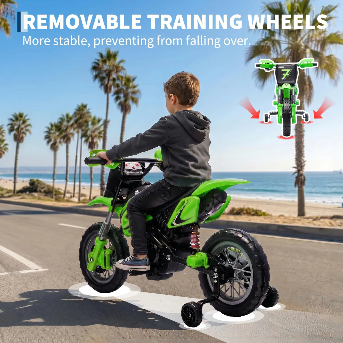 HiMISS Kids Electric Motorcycle Ride On Toy With Training Wheels