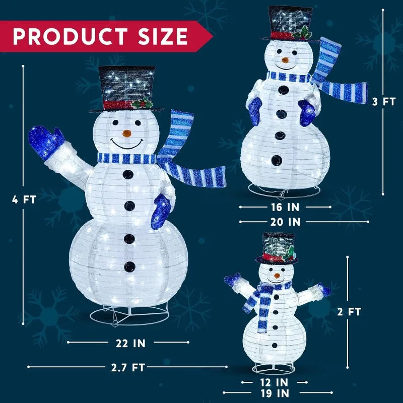 Joyfy Collapsible Snowman LED Yard Lights for Christmas Holiday Decor