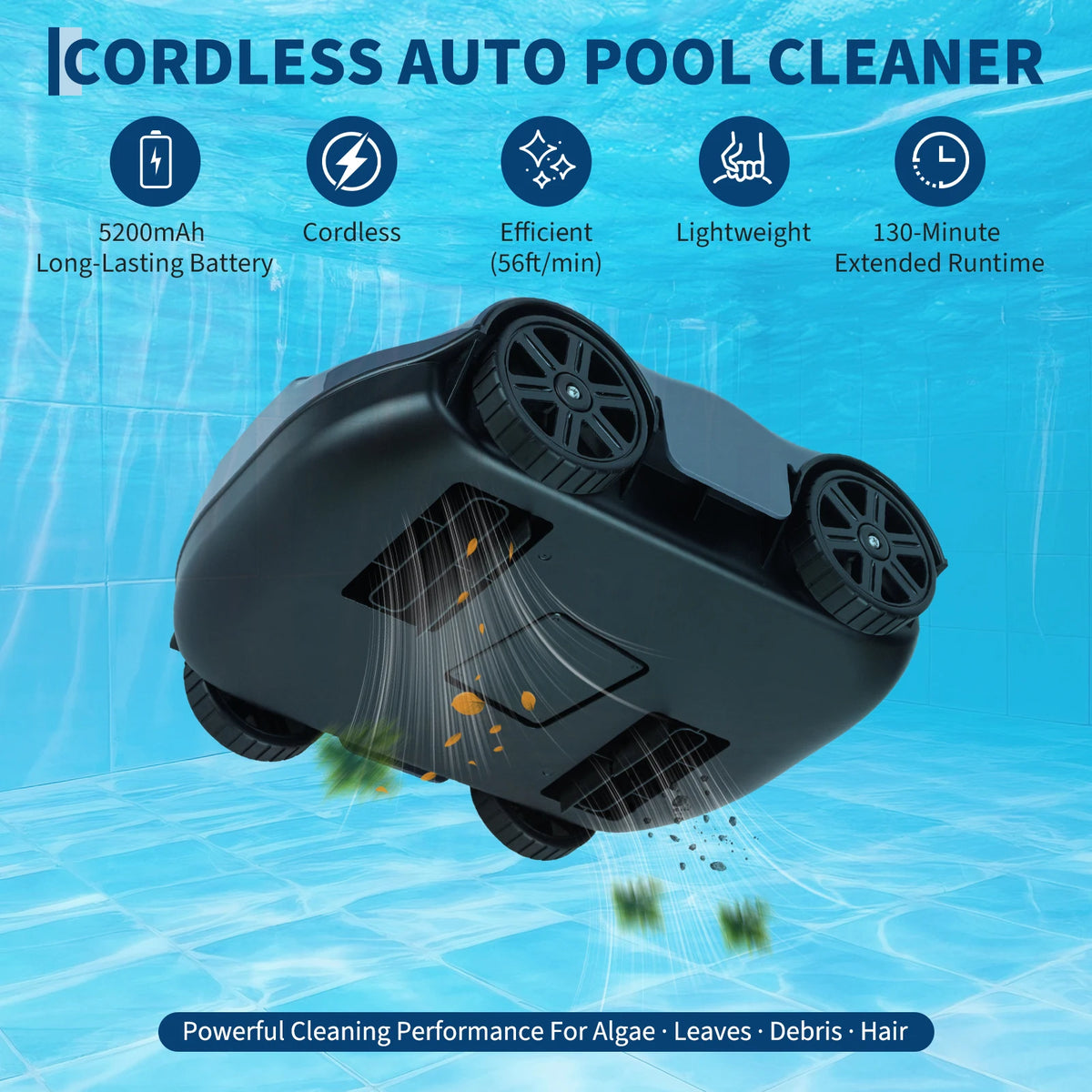 Cordless Robotic Pool Cleaner With Self Parking And Efficient Filtration