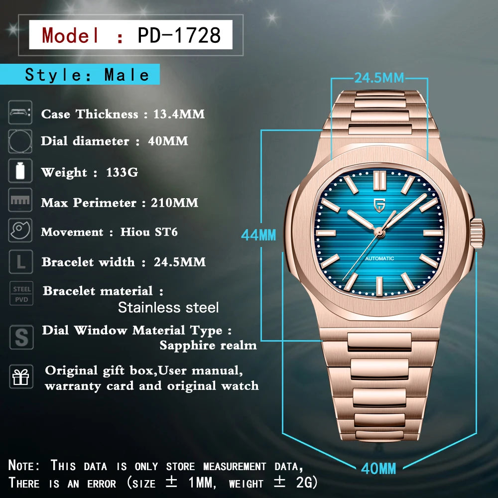 PAGANI DESIGN Automatic Mechanical Mens Sapphire Crystal Waterproof Watch