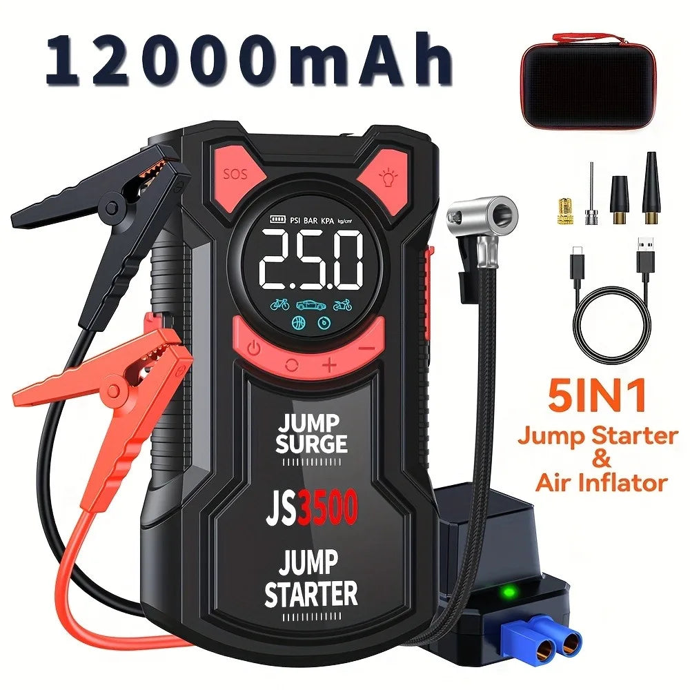 Paiviroku 5in1 Air Pump Jump Starter With 3000A Peak Tire Inflator