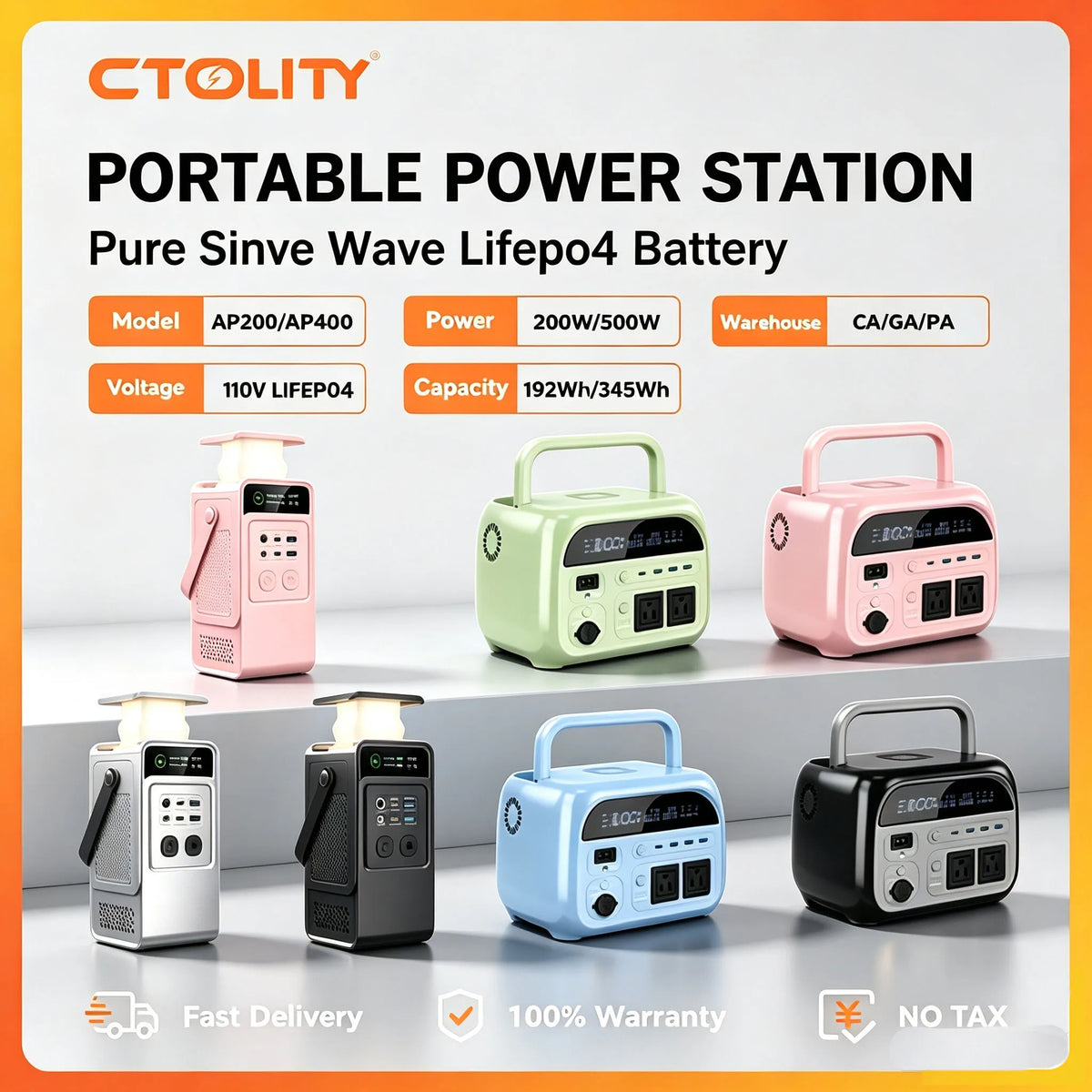 CTOLITY AP200 Portable Power Station With LiFePO4 Battery