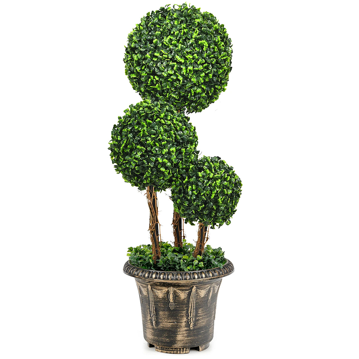 LIFEZEAL Artificial Triple Ball Topiary Tree Indoor Outdoor UV Resistant