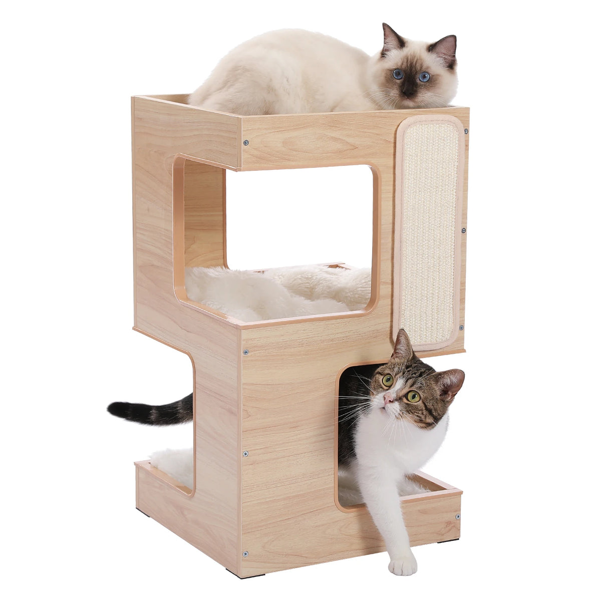 PAWZ Road Wooden Cat Condo With Scratching Pad And Bed