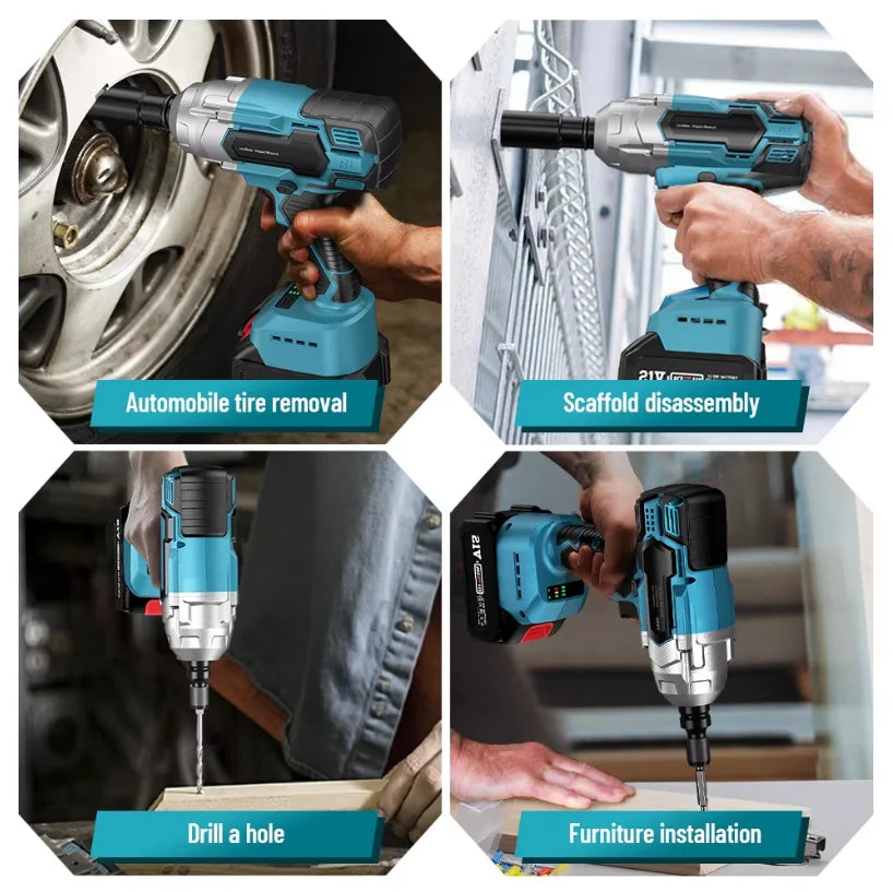 Seesii Cordless Brushless Impact Wrench Drill Driver Kit